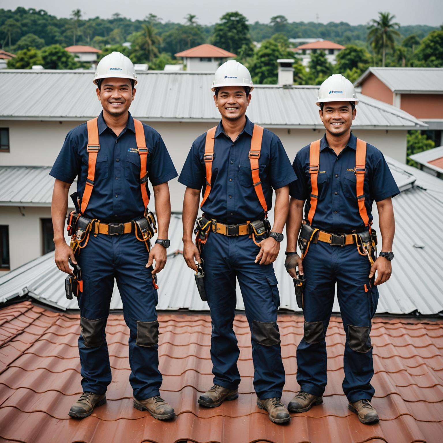 Criptora Roofing technicians on a residential job in Petaling Jaya